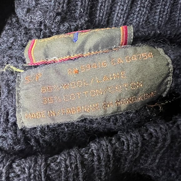 Vintage Cable Knit Oversized Wool Cotton Sweater Chunky Cozy Aran Preppy Pocket - Picture 6 of 8